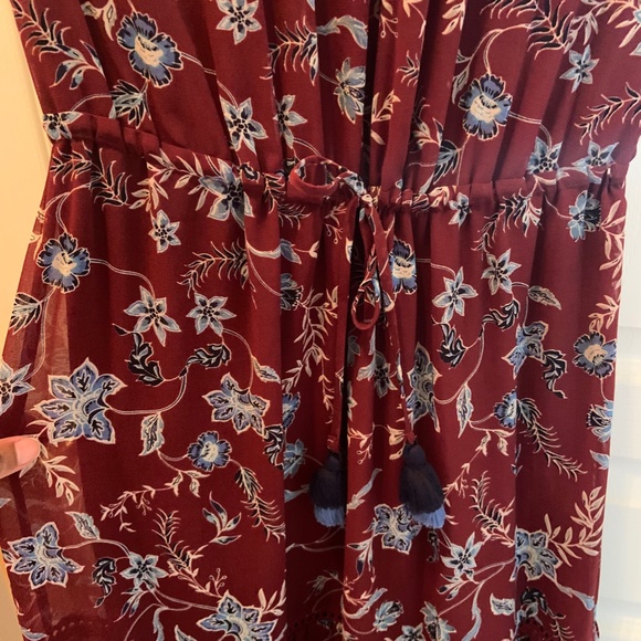 Rebecca Minkoff Burgandy Floral Midi Dress Size M - Picture 2 of 5